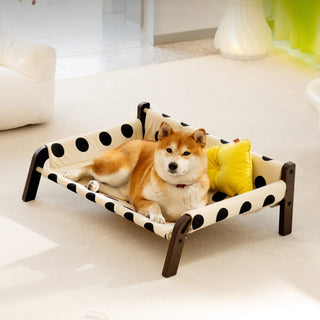 Polka Dot Frosted Suede Elevated Dog Bed