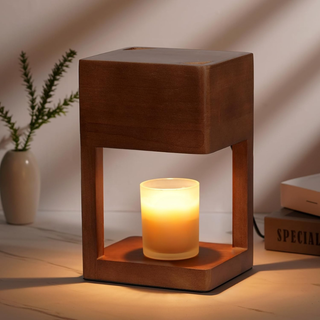 Scandinavian Wooden Candle Warmer Lamp With Adjustable Dimmer