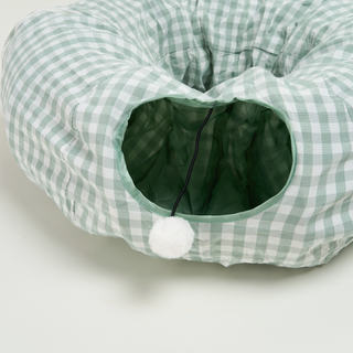 Foldable Tartan Cat Bed and Play Tunnel