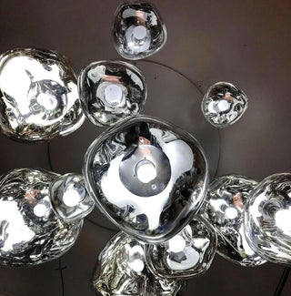Modern Chrome Pebble Pendant Light Cluster