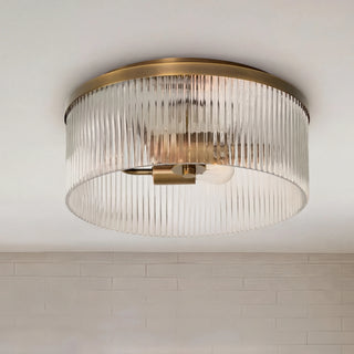 Retro Ribbed Glass Flush Mount Ceiling Light