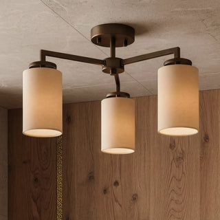 Vintage Fabric Semi Flush Ceiling Light