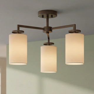 Vintage Fabric Semi Flush Ceiling Light
