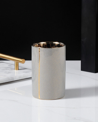 Ceramic Bathroom Set with Gold Accents