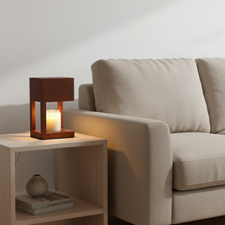 Scandinavian Wooden Candle Warmer Lamp With Adjustable Dimmer