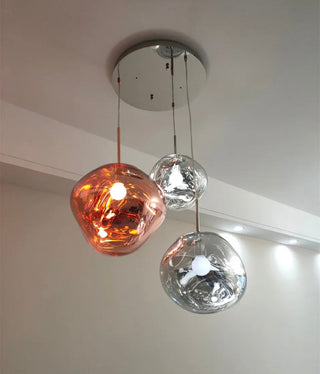 Modern Chrome Pebble Pendant Light Cluster