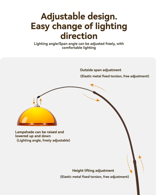 Modern Arc Floor Lamp With Adjustable Arm And Dome Shade
