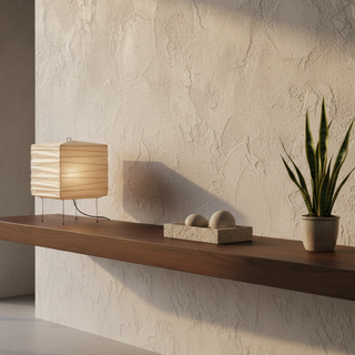 Japandi Table Lamp with Paper Shade