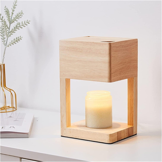 Scandinavian Wooden Candle Warmer Lamp With Adjustable Dimmer