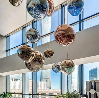 Modern Chrome Pebble Pendant Light Cluster