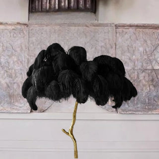 White Ostrich Feather Statement Luxury Floor Lamp