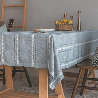 Cotton Linen Stripe Tablecloth