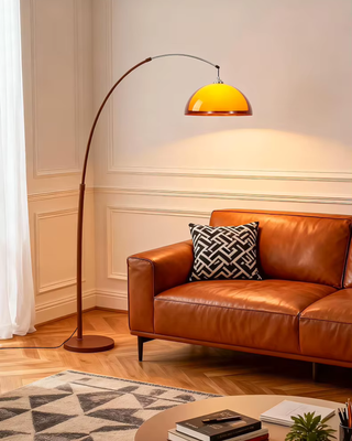 Modern Arc Floor Lamp With Adjustable Arm And Dome Shade
