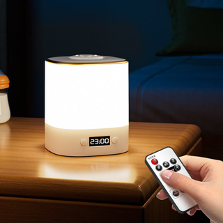 Minimalist Dimmable LED Table Lamp with Clock