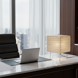 Japandi Table Lamp with Paper Shade