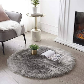 Fluffy Round Faux Rug