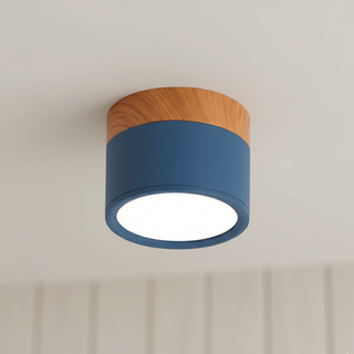 Minimalist Aluminum Ceiling Light with Wood Accent