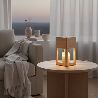 Scandinavian Wooden Candle Warmer Lamp With Adjustable Dimmer