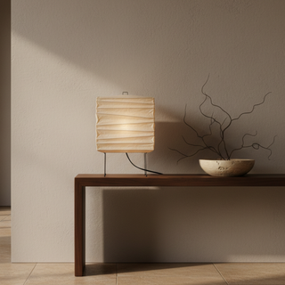 Japandi Table Lamp with Paper Shade