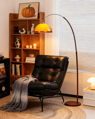 Modern Arc Floor Lamp With Adjustable Arm And Dome Shade