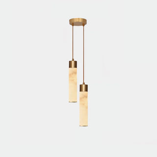 Minimalist Alabaster Brass Tube Pendant Light