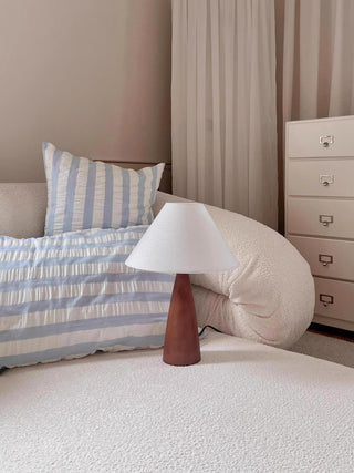 Scandinavian Wooden Table Lamp With Fabric Shade
