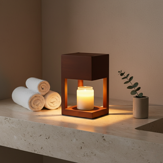 Scandinavian Wooden Candle Warmer Lamp With Adjustable Dimmer