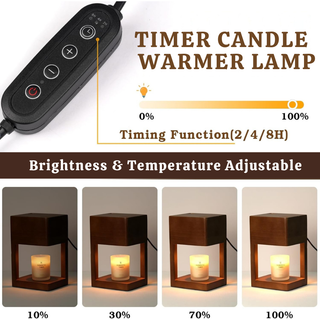 Scandinavian Wooden Candle Warmer Lamp With Adjustable Dimmer