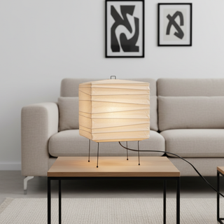 Japandi Table Lamp with Paper Shade