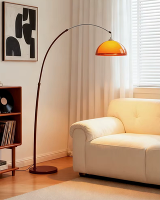 Modern Arc Floor Lamp With Adjustable Arm And Dome Shade