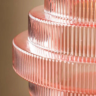 Art Deco Ribbed Glass Pendant Light With Tiered Bottle Design