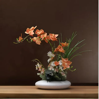 Ceramic Dove Vase with Orchid Faux Flower Figurines
