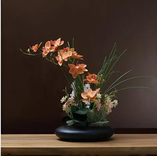 Ceramic Dove Vase with Orchid Faux Flower Figurines