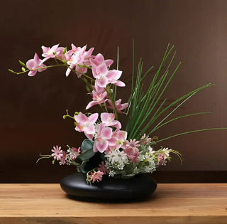 Ceramic Dove Vase with Orchid Faux Flower Figurines
