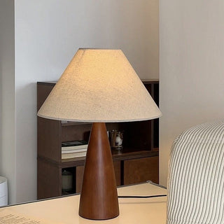 Scandinavian Wooden Table Lamp With Fabric Shade