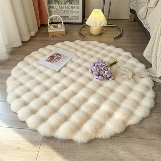 Soft Round Faux Rabbit Fur Rug