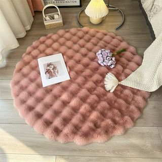 Soft Round Faux Rabbit Fur Rug