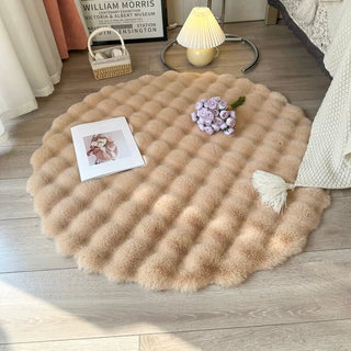 Soft Round Faux Rabbit Fur Rug