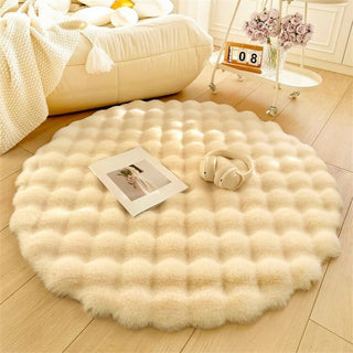 Soft Round Faux Rabbit Fur Rug