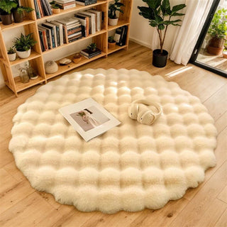 Soft Round Faux Rabbit Fur Rug