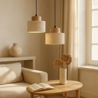Minimal Travertine Stone Pendant Light