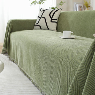 Chenille Herringbone Tassel Sofa Cover