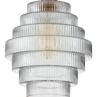 Art Deco Ribbed Glass Pendant Light With Tiered Bottle Design