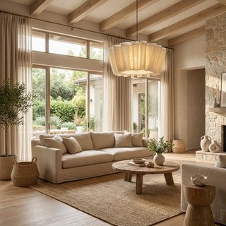 Nordic Chandelier with Fabric Shade