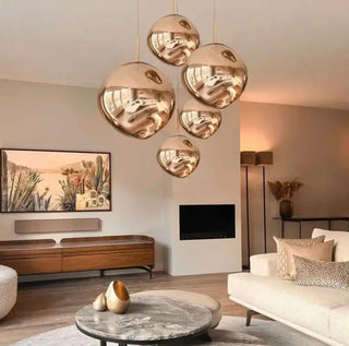Modern Chrome Pebble Pendant Light Cluster