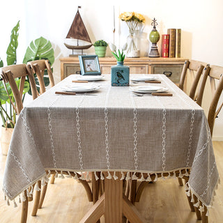 Cotton Linen Stripe Tablecloth