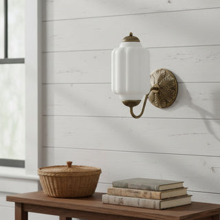 Vintage Milk Glass Wall Light With Candlestick Design