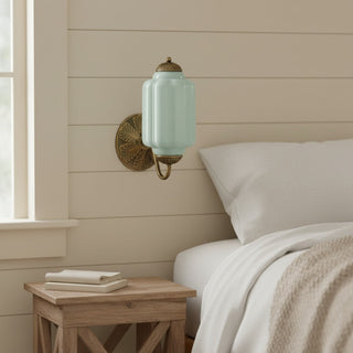 Vintage Milk Glass Wall Light With Candlestick Design