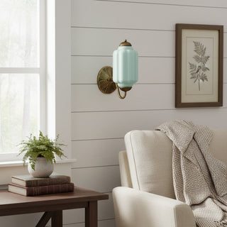 Vintage Milk Glass Wall Light With Candlestick Design