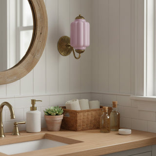Vintage Milk Glass Wall Light With Candlestick Design